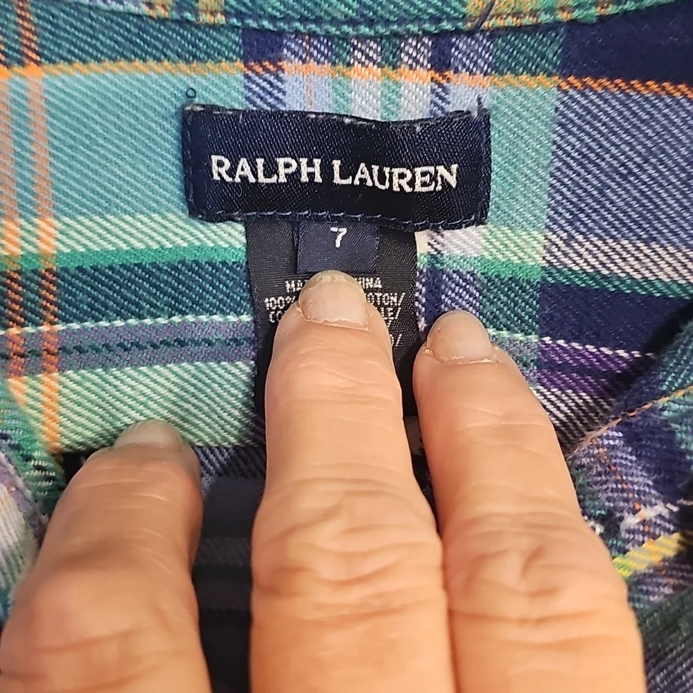 Ralph Lauren Girl's Multicolor Plaid Flannel Cotton Dress